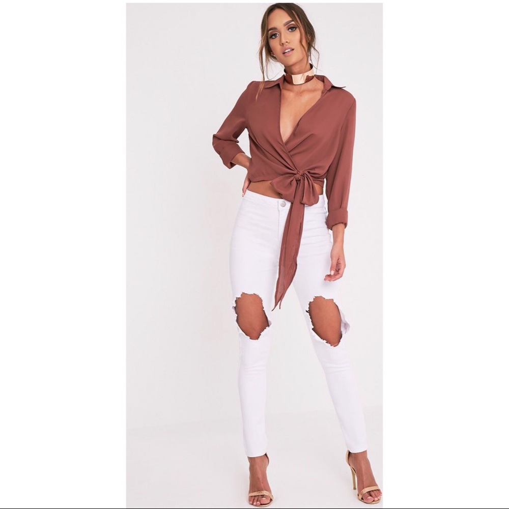 Pretty Little Thing Wrap tie Front Blouse